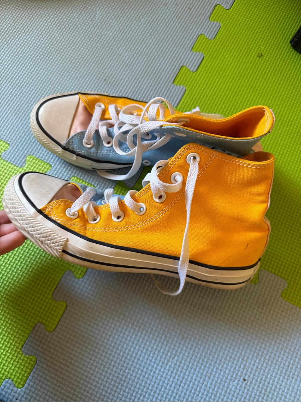 Converse custom pastel color block high tops
